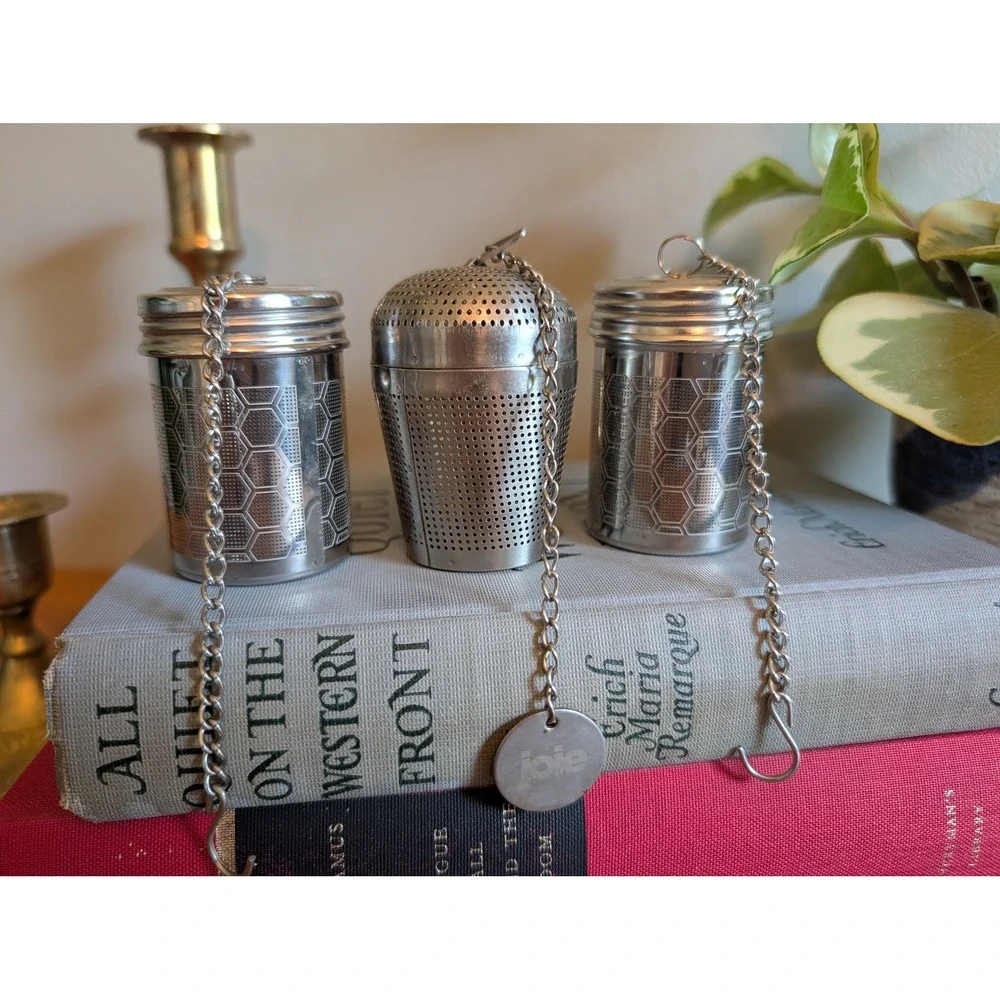 Vintage Joie Stainless Steel Tea Infuser Set Honeycomb Mesh Loose Leaf 3 Piece